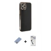 MARSİLYAN™- iPhone 12 Pro Kılıf Yankı Serisi - Şeffaf Uv Polymer Nano Ekran Koruyucu + Metal Kamera Lens Koruma Cam - KUYL