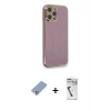 MARSİLYAN™- iPhone 12 Pro Kılıf Yankı Serisi - Şeffaf Uv Polymer Nano Ekran Koruyucu + Metal Kamera Lens Koruma Cam - KUYL