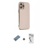 MARSİLYAN™- iPhone 12 Pro Kılıf Yankı Serisi - Şeffaf Uv Polymer Nano Ekran Koruyucu + Mor Metal Kamera Lens Koruma Cam