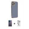 MARSİLYAN™- iPhone 12 Pro Kılıf Yankı Serisi - Şeffaf Uv Polymer Nano Ekran Koruyucu + Neon Fosforlu Kamera Lens - MI
