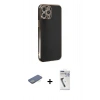 MARSİLYAN™- iPhone 12 Pro Kılıf Yankı Serisi - Şeffaf Uv Polymer Nano Ekran Koruyucu + Renkli Kamera Lens Koruma Cam - YL