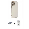 MARSİLYAN™- iPhone 12 Pro Kılıf Yankı Serisi - Şeffaf Uv Polymer Nano Ekran Koruyucu + Renkli Kamera Lens Koruma Cam - SI