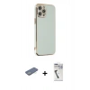 MARSİLYAN™- iPhone 12 Pro Kılıf Yankı Serisi - Şeffaf Uv Polymer Nano Ekran Koruyucu + Renkli Kamera Lens Koruma Cam - YL