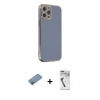 MARSİLYAN™- iPhone 12 Pro Kılıf Yankı Serisi - Şeffaf Uv Polymer Nano Ekran Koruyucu + Shine Kamera Lens Koruma Cam - PE
