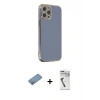 MARSİLYAN™- iPhone 12 Pro Kılıf Yankı Serisi - Şeffaf Uv Polymer Nano Ekran Koruyucu + Shine Kamera Lens Koruma Cam - GS