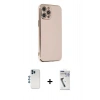 MARSİLYAN™- iPhone 12 Pro Kılıf Yankı Serisi - Şeffaf Uv Polymer Nano Ekran Koruyucu + Shine Kamera Lens - MI