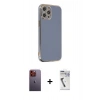 MARSİLYAN™- iPhone 12 Pro Kılıf Yankı Serisi - Şeffaf Uv Polymer Nano Ekran Koruyucu + Neon Fosforlu Kamera Lens - TU