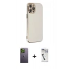 MARSİLYAN™- iPhone 12 Pro Kılıf Yankı Serisi - Şeffaf Uv Polymer Nano Ekran Koruyucu + Neon Fosforlu Kamera Lens - YL
