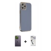 MARSİLYAN™- iPhone 12 Pro Kılıf Yankı Serisi - Şeffaf Uv Polymer Nano Ekran Koruyucu + Neon Fosforlu Kamera Lens - YL