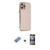 MARSİLYAN™- iPhone 12 Pro Kılıf Yankı Serisi - Siyah 34D Hayalet Izgaralı Cam + Shine Kamera Lens Koruma Cam - GI