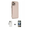 MARSİLYAN™- iPhone 12 Pro Kılıf Yankı Serisi - Siyah 34D Hayalet Izgaralı Cam + Shine Kamera Lens - GS