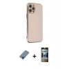 MARSİLYAN™- iPhone 12 Pro Kılıf Yankı Serisi - Siyah 34D Hayalet Izgaralı Cam + Metal Kamera Lens Koruma Cam - MI
