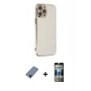 MARSİLYAN™- iPhone 12 Pro Kılıf Yankı Serisi - Siyah 34D Hayalet Izgaralı Cam + Metal Kamera Lens Koruma Cam - MI