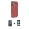 MARSİLYAN™- iPhone 12 Pro Kılıf Yankı Serisi - Siyah 34D Hayalet Izgaralı Cam + Neon Fosforlu Kamera Lens - MI