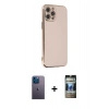 MARSİLYAN™- iPhone 12 Pro Kılıf Yankı Serisi - Siyah 34D Hayalet Izgaralı Cam + Neon Fosforlu Kamera Lens - MI