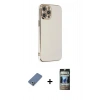 MARSİLYAN™- iPhone 12 Pro Kılıf Yankı Serisi - Siyah 34D Hayalet Izgaralı Cam + Metal Kamera Lens Koruma Cam - AKYL