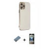 MARSİLYAN™- iPhone 12 Pro Kılıf Yankı Serisi - Siyah 34D Hayalet Izgaralı Cam + Metal Kamera Lens Koruma Cam - MR