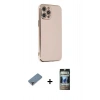 MARSİLYAN™- iPhone 12 Pro Kılıf Yankı Serisi - Siyah 34D Hayalet Izgaralı Cam + Metal Kamera Lens Koruma Cam - MR