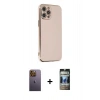 MARSİLYAN™- iPhone 12 Pro Kılıf Yankı Serisi - Siyah 34D Hayalet Izgaralı Cam + Neon Fosforlu Kamera Lens - SI