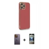 MARSİLYAN™- iPhone 12 Pro Kılıf Yankı Serisi - Siyah 34D Hayalet Izgaralı Cam + Neon Fosforlu Kamera Lens - SI