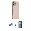 MARSİLYAN™- iPhone 12 Pro Kılıf Yankı Serisi - Siyah 34D Hayalet Izgaralı Cam + Renkli Kamera Lens Koruma Cam - PE