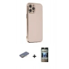 MARSİLYAN™- iPhone 12 Pro Kılıf Yankı Serisi - Siyah 34D Hayalet Izgaralı Cam + Renkli Kamera Lens Koruma Cam - SI