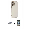 MARSİLYAN™- iPhone 12 Pro Kılıf Yankı Serisi - Siyah 34D Hayalet Izgaralı Cam + Renkli Kamera Lens Koruma Cam - SI