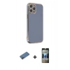 MARSİLYAN™- iPhone 12 Pro Kılıf Yankı Serisi - Siyah 34D Hayalet Izgaralı Cam + Shine Kamera Lens Koruma Cam - GD