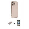 MARSİLYAN™- iPhone 12 Pro Kılıf Yankı Serisi - Siyah 34D Hayalet Izgaralı Cam + Shine Kamera Lens Koruma Cam - SABE