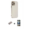 MARSİLYAN™- iPhone 12 Pro Kılıf Yankı Serisi - Siyah 34D Hayalet Izgaralı Cam + Shine Kamera Lens Koruma Cam - SABE