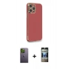 MARSİLYAN™- iPhone 12 Pro Kılıf Yankı Serisi - Siyah 34D Hayalet Izgaralı Cam + Neon Fosforlu Kamera Lens - YL