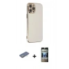 MARSİLYAN™- iPhone 12 Pro Kılıf Yankı Serisi - Siyah 34D Hayalet Izgaralı Cam + Renkli Kamera Lens Koruma Cam - YL