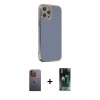 MARSİLYAN™- iPhone 12 Pro Kılıf Yankı Serisi - Siyah 360 Mat Full Body Arka Koruyucu + Neon Fosforlu Kamera Lens - SI