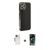MARSİLYAN™- iPhone 12 Pro Kılıf Yankı Serisi - Siyah 360 Mat Full Body Arka Koruyucu + Shine Kamera Lens - GD