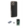 MARSİLYAN™- iPhone 12 Pro Kılıf Yankı Serisi - Siyah 360 Mat Full Body Arka Koruyucu + Renkli Kamera Lens Koruma Cam - YL