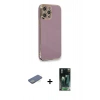 MARSİLYAN™- iPhone 12 Pro Kılıf Yankı Serisi - Siyah 360 Mat Full Body Arka Koruyucu + Renkli Kamera Lens Koruma Cam - YL