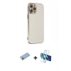 MARSİLYAN™- iPhone 12 Pro Kılıf Yankı Serisi - Siyah 3D Antistatik Cam Ekran Koruyucu + Shine Kamera Lens Koruma Cam - MI
