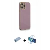MARSİLYAN™- iPhone 12 Pro Kılıf Yankı Serisi - Siyah 3D Antistatik Cam Ekran Koruyucu + Shine Kamera Lens Koruma Cam - MI