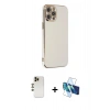 MARSİLYAN™- iPhone 12 Pro Kılıf Yankı Serisi - Siyah 3D Antistatik Cam Ekran Koruyucu + Shine Kamera Lens - GD