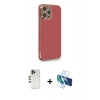 MARSİLYAN™- iPhone 12 Pro Kılıf Yankı Serisi - Siyah 3D Antistatik Cam Ekran Koruyucu + Shine Kamera Lens - GD