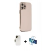 MARSİLYAN™- iPhone 12 Pro Kılıf Yankı Serisi - Siyah 3D Antistatik Cam Ekran Koruyucu + Shine Kamera Lens - GD