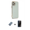 MARSİLYAN™- iPhone 12 Pro Kılıf Yankı Serisi - Siyah 3D Antistatik Hayalet Cam Ekran Koruyucu + Metal Kamera Lens Koruma Cam - MI