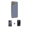 MARSİLYAN™- iPhone 12 Pro Kılıf Yankı Serisi - Siyah 3D Antistatik Hayalet Cam Ekran Koruyucu + Neon Fosforlu Kamera Lens - MI
