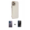 MARSİLYAN™- iPhone 12 Pro Kılıf Yankı Serisi - Siyah 3D Antistatik Hayalet Cam Ekran Koruyucu + Neon Fosforlu Kamera Lens - MI