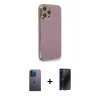 MARSİLYAN™- iPhone 12 Pro Kılıf Yankı Serisi - Siyah 3D Antistatik Hayalet Cam Ekran Koruyucu + Neon Fosforlu Kamera Lens - MI