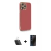 MARSİLYAN™- iPhone 12 Pro Kılıf Yankı Serisi - Siyah 3D Antistatik Hayalet Cam Ekran Koruyucu + Kamera Lens Koruma Cam - SF