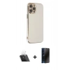 MARSİLYAN™- iPhone 12 Pro Kılıf Yankı Serisi - Siyah 3D Antistatik Hayalet Cam Ekran Koruyucu + Kamera Lens Koruma Cam - SF