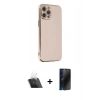 MARSİLYAN™- iPhone 12 Pro Kılıf Yankı Serisi - Siyah 3D Antistatik Hayalet Cam Ekran Koruyucu + Kamera Lens Koruma Cam - SF
