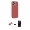 MARSİLYAN™- iPhone 12 Pro Kılıf Yankı Serisi - Siyah 3D Antistatik Hayalet Cam Ekran Koruyucu + Shine Kamera Lens Koruma Cam - SABE