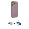 MARSİLYAN™- iPhone 12 Pro Kılıf Yankı Serisi - Siyah 3D Antistatik Seramik Nano Ekran Koruyucu + Rainbow Kamera Lens Koruma Cam - GD